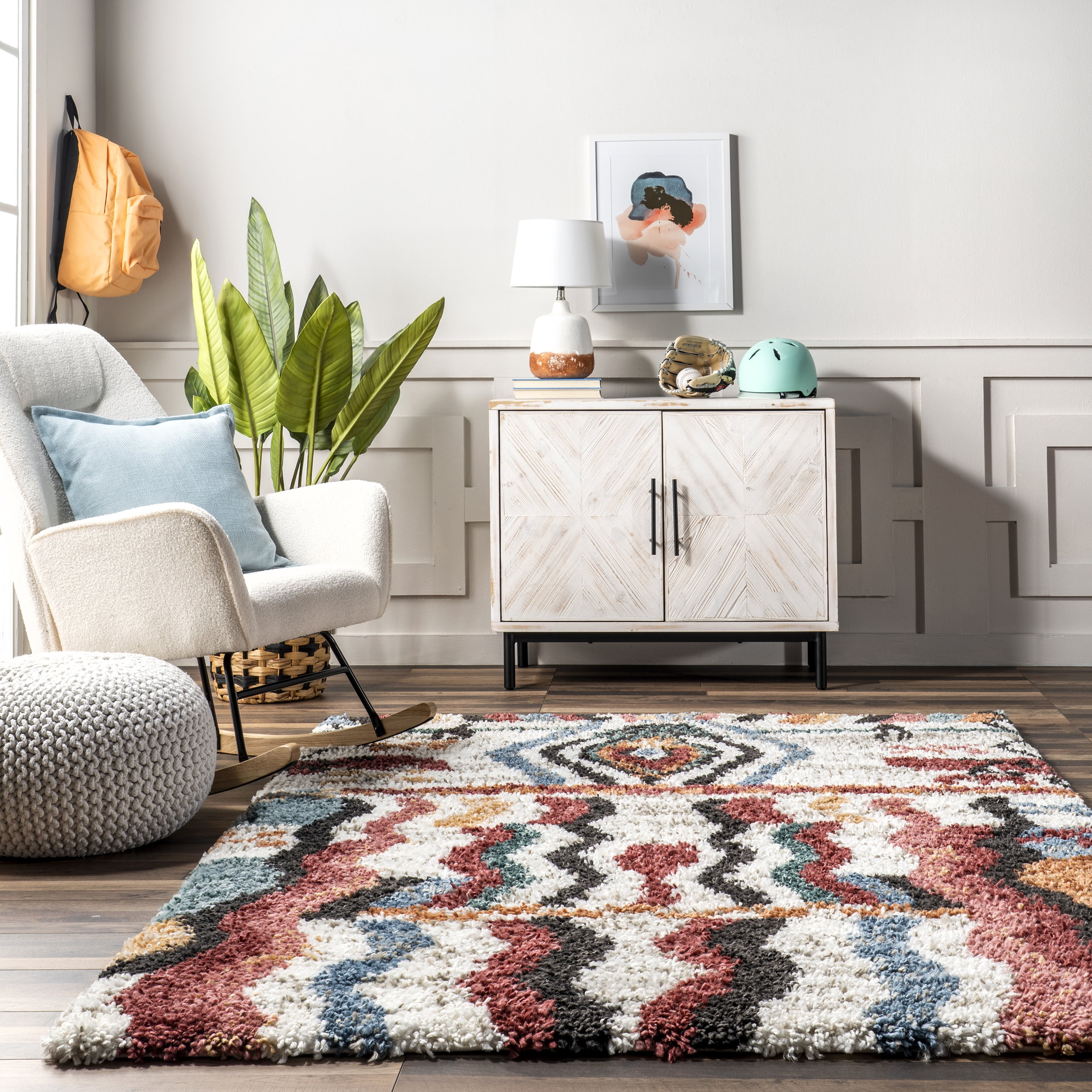 nuLOOM Henley ZigZag Kids Shag Area Rug, 5' x 7' 6", Multi