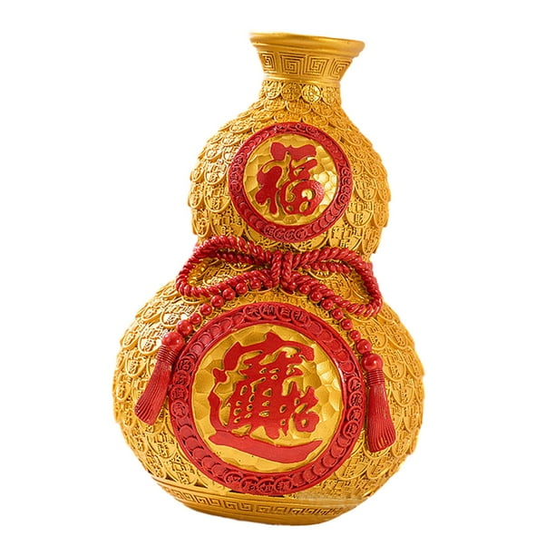 Estatua de calabaza con forma de bolsa de dinero, regalo para el Festival de Primavera de 2024, jarrón, bolsa de la suerte Feng Shui para mesa. Oro