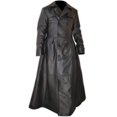 thumbnail image 6 of Mens Black Slim Fit Genuine Leather Double Breasted Gothic Trench Long Coat, 6 of 10