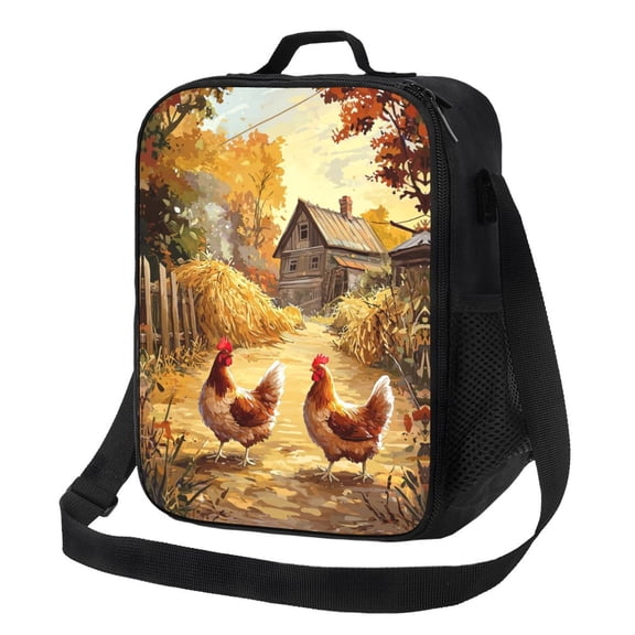 Chicken Lunch Bag Reusable Lunch Box Insulated Tote Bag with Adjustable Shoulder Strap