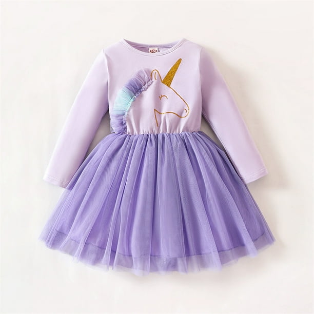 WIBACKER 2-7T Toddler Girls' Long Sleeve Tulle Dress Fall Winter Christmas  Dresses - Unicorn - Walmart Business Supplies