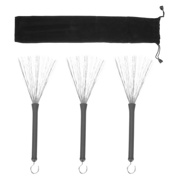 WEUVEB Stainless Steel Wire Drum Brushes with Drawstring Bag, Assorted Colors, Percussion Brushes for Jazz and Drum Practice