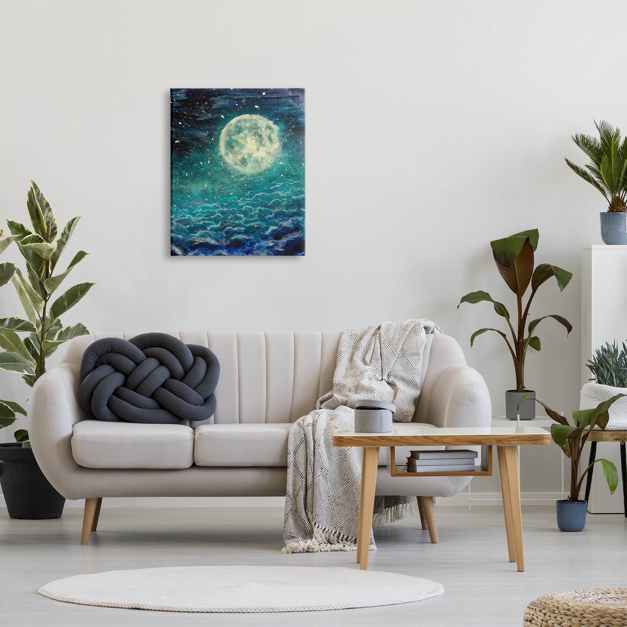 Stupell Industries Surreal Moon & Clouds Nature Painting Gallery Wrapped Canvas Print Wall Art, 24 x 30