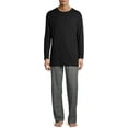 thumbnail image 4 of Hanes Men's and Big Men's Comfortsoft Long Sleeve Crew and Cotton Flannel Pajama Pants Set, 2-Piece, 4 of 4
