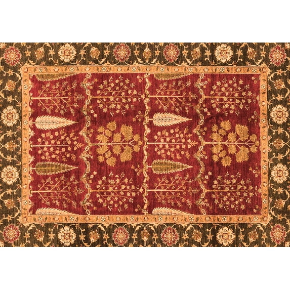 Ahgly Company Indoor Rectangle Oriental Orange Traditional Area Rugs, 2' x 3'