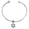 thumbnail image 2 of Messianic, Christian, Jewish Silvertone antique Star Of David With Polished Cross On A Adjustable Bangle Bracelet, Removable Ends, You Can Add Charms Without A Tool. No Nickel, Lead, or Cadmium, 2 of 2