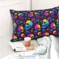 thumbnail image 4 of Fotbe mushroom rainbow color Skull Funda de Almohada Decorativa Estilo Occidental, Lujo en Algodón, Fundas para Almohadas King, Cojín Estampado para Decoración del Hogar-20"x30", 4 of 6