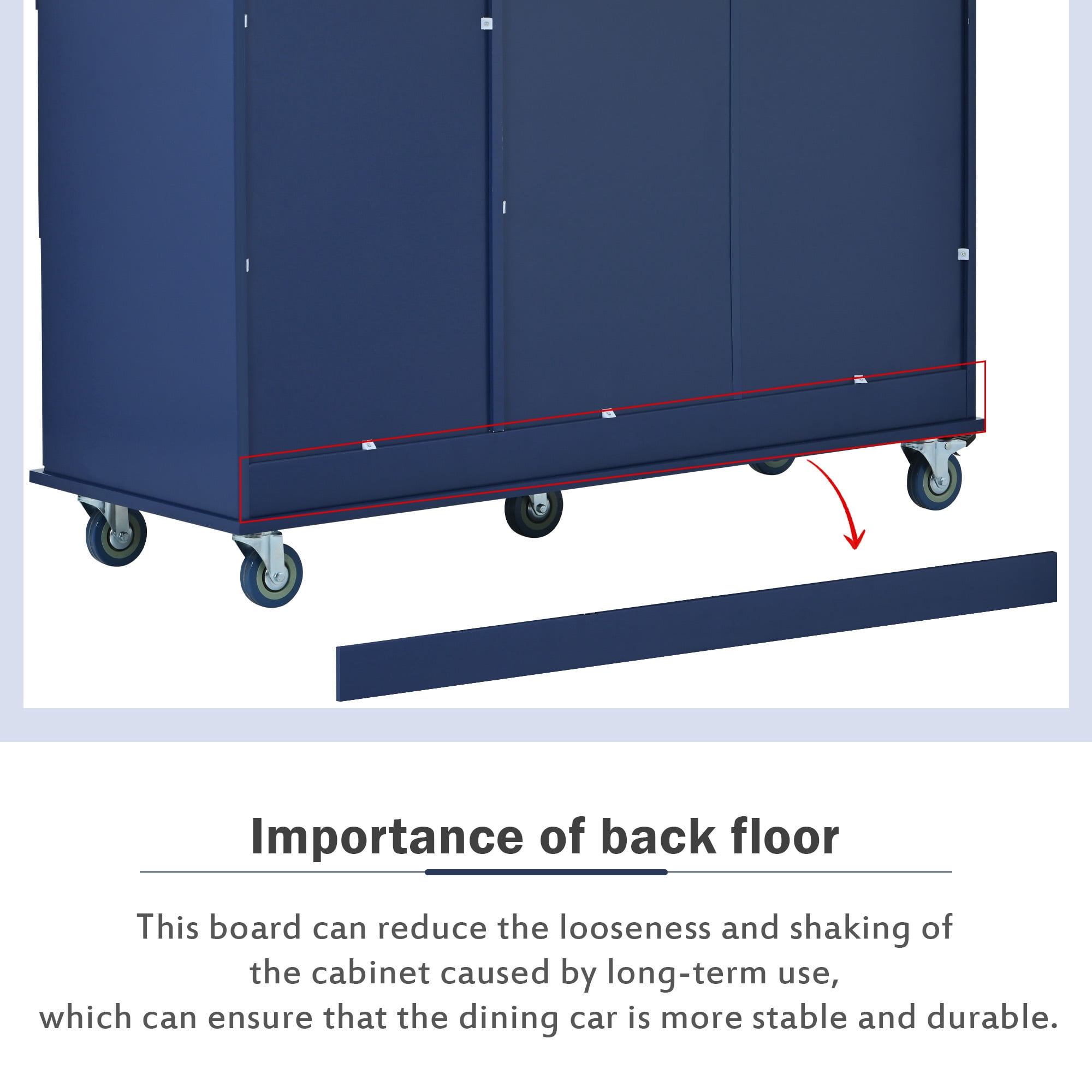 DEALTOPS Rolling Kitchen Islands with Storage Cabinets, Solid Wood Blue, 52.76 in