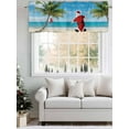 thumbnail image 4 of Coastal Christmas Santa Valances for Windows Xmas Stocking Palm Tree Beach Kitchen Valance Curtain Rod Pocket Small Curtains for Cafe Bathroom Laundry Basement 60" x 18", 4 of 8