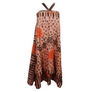 Mogul Magic Wrap Skirt Printed Silk Sari Reversible 2 Layer Beach Cover Up