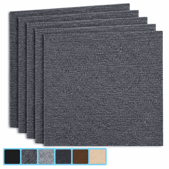 Peel & Stick Carpet Tiles 12x12 Inch - Premium Self-Adhesive Floor Squares with Soft Padding - 10 Tiles/10 Sq Ft per Box (Easy Installation, Removable Carpeting for Home & Office)