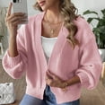 thumbnail image 2 of Stichou Womens Oversized Cardigan Sweaters Trendy Open Front Long Lantern Sleeve Chunky Knit Sweater Pink XL, 2 of 4