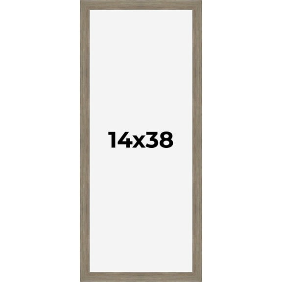 14x38 Frame Gray Barnwood Rustic Solid Wood Picture Frame | 1.5 Inch Moulding Width | Includes UV
