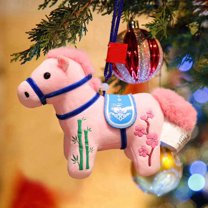 2026 Year of The Horse Cute Stuffed Mascot Ornament, Chinese New Year Hanging Decor for Home & Holiday, Ideal Gift for Car, Backpack & Collectors(Pink)