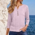 thumbnail image 3 of APEXFWDT Women's Eyelet 3/4 Sleeve Blouse Plus Size Dressy Casual Shirt,S,Pink, 3 of 8