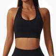 thumbnail image 1 of Sujetador de yoga para mujer con cuello en U y espalda descubierta, elástico, sin costuras, soporte deportivo con almohadilla para el pecho, color negro S, 1 of 5