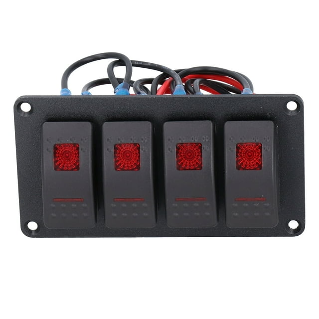Switch Panel, PC Waterproof Rocker Circuit Breaker, Ships Yachts For Vehicles Blue Light,Red Light,Orange Light,Green Light