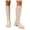 Beige, variant on Platform Knee High Boots for Women Chunky Heeled Leather Slip On Stretch Knee Length Riding Booties