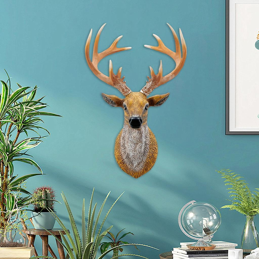 Deer Head Statue Sculpture Figurines Wall Mounted Craft Hanging resin