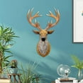 thumbnail image 2 of YWMJZEU 3D Deer Head Statue Figurines Sculpture Wall Mount Bust Stag Animal Ornament for 21.5x15x33.5cm, 2 of 8