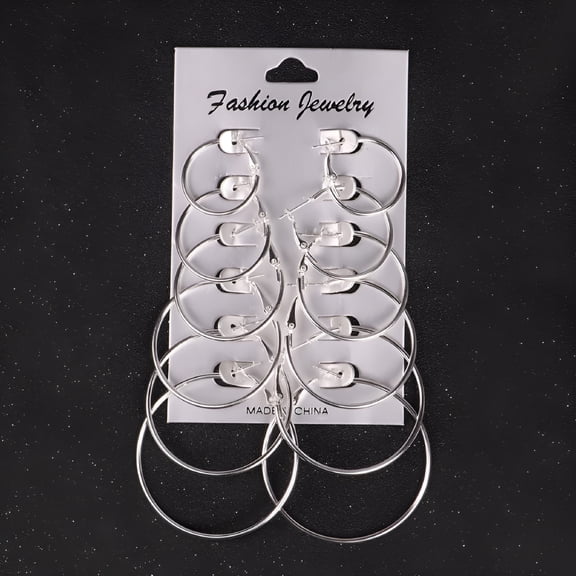 DESIGNICE 6 Pairs Geometric Hoops Round Earrings Stainless Steel Hypoallergenic Loop Earrings Set for Women Stackable Earrings (Gold, 30-80Mm)