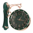 thumbnail image 1 of Reloj de pared de doble cara para colgar en el exterior, funciona con pilas, fácil de leer, silencioso, ideal para dormitorio, fiesta o sala de estar. Verde, 1 of 8