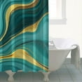 thumbnail image 4 of Teal Gold Marble Pattern Shower Curtain 84"x72" ,Bathroom Decorative Shower Curtains Set with 12 Hooks,Modern Waterproof Washable Shower Curtain, 4 of 6