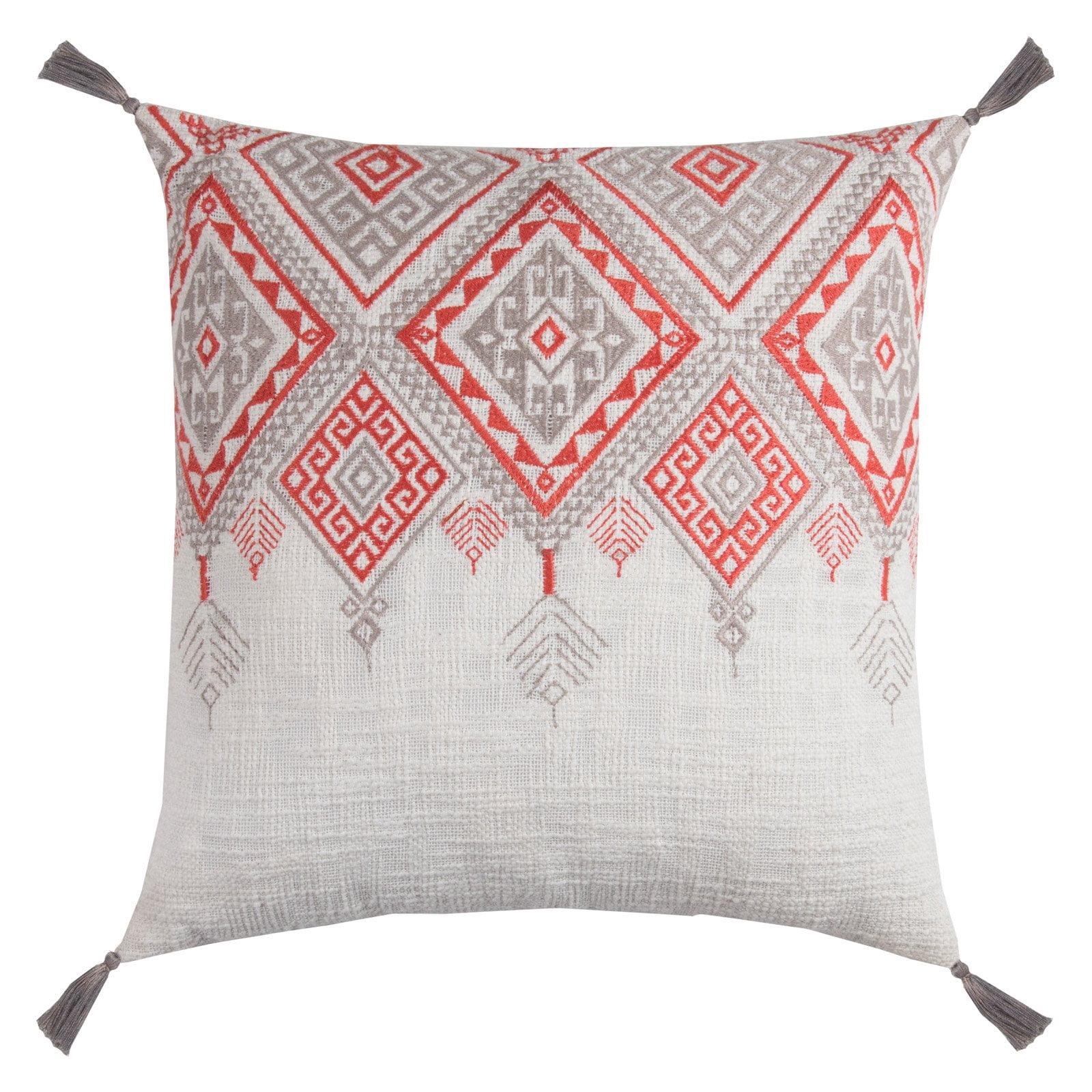 Rizzy Home Decorative Poly Filled Throw Pillow Tribal Aztek With Tassels 20"X20" Brown