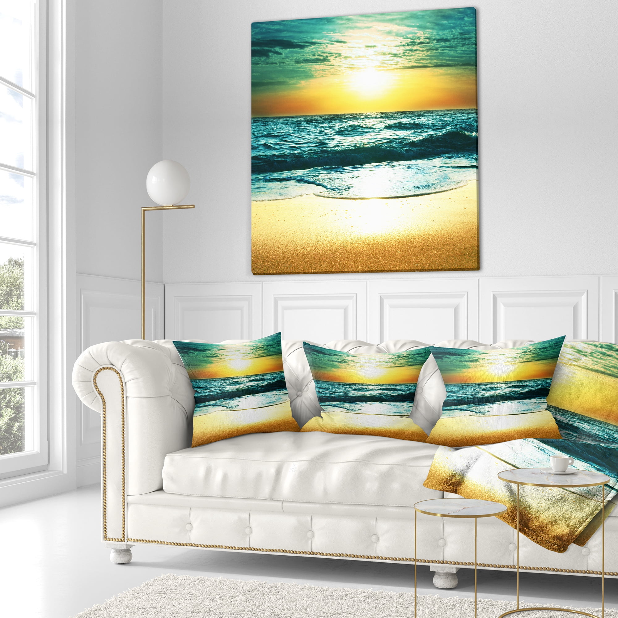 Designart 18" x 18" Sea & Shore Polyester Throw Pillow