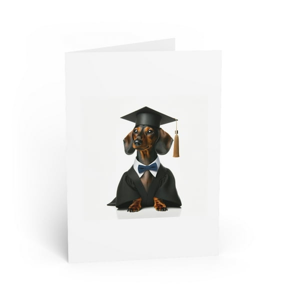 DistinctInk Greeting Card / Note Card - Dachshund Graduation - PACK of 5