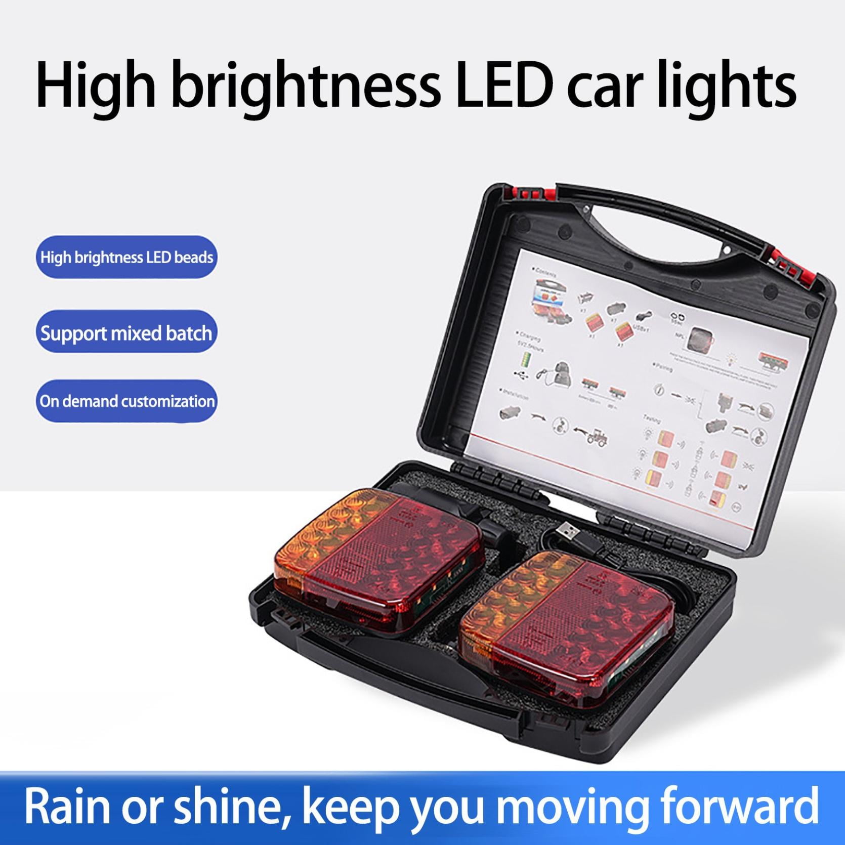 Wireless Trailer Lights Magnetic Towing, Magnetic LED Rechargeable and Portable Tow Lights Kit for Trucks, RVs, Campers, Boats, Caravans, and Wreckers