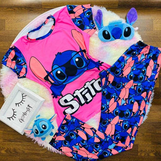 2024 pijamas de personajes de dibujos animados para mujer, pantalones largos de manga corta estampados, conjunto de dos piezas, pijamas, ropa para el hogar