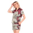 thumbnail image 2 of Women Silk Pajama Sets Causal Outings Fashion White and Red Rose Pattern Home, 2 of 7