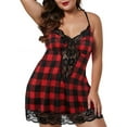 thumbnail image 1 of JustVH Plus Size Women Strappy Lace Lingerie Patchwork Babydoll Nightdress Nightwear, 1 of 3