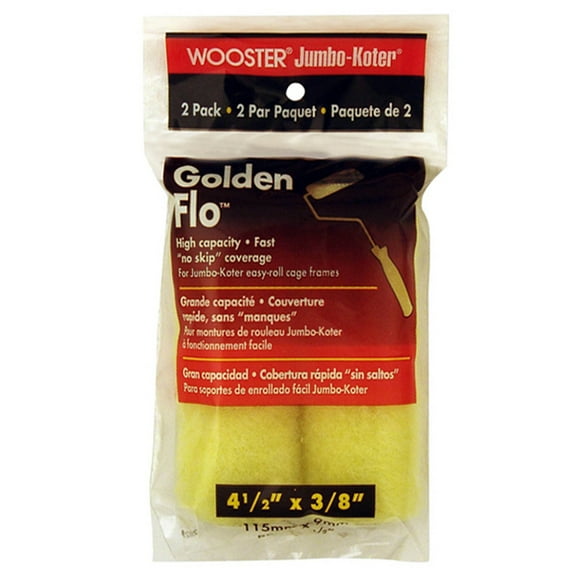 WOOSTER RR315-4 1/2 Paint Roller Cover, 3/8 in Thick Nap, 4-1/2 in L, Fabric Cover, Yellow