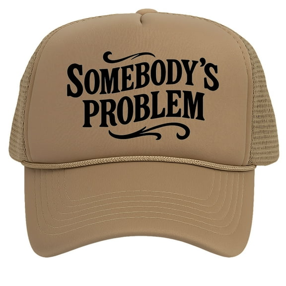 Top Headwear Women's Somebody’s Problem Trucker Hat - Mesh Snapback Cap, Beige