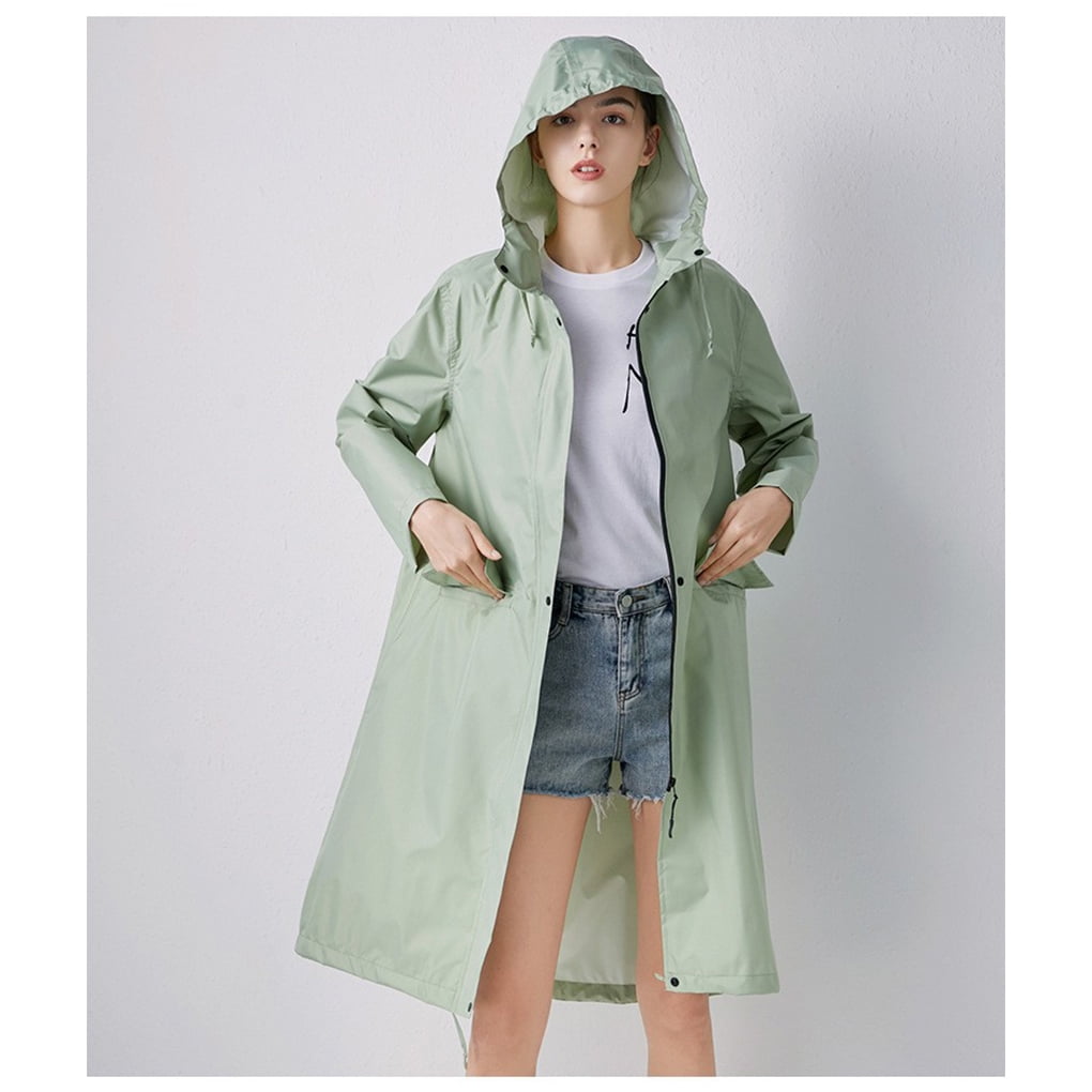 Wosthever Chubasquero largo Unisex para mujer, chaqueta