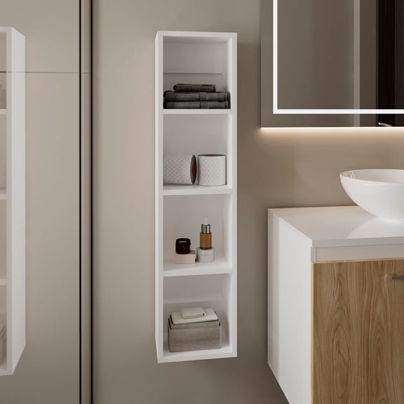 TuHome 40" High Wall Cabinet, Vertical Wall-Mounted Storage Tower with 4 Spacious Shelves