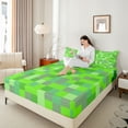 thumbnail image 4 of Castle Fairy Pixelated Miners Twin Sheet Sets,Geometric Plaid Grid Bedding, 4 of 7