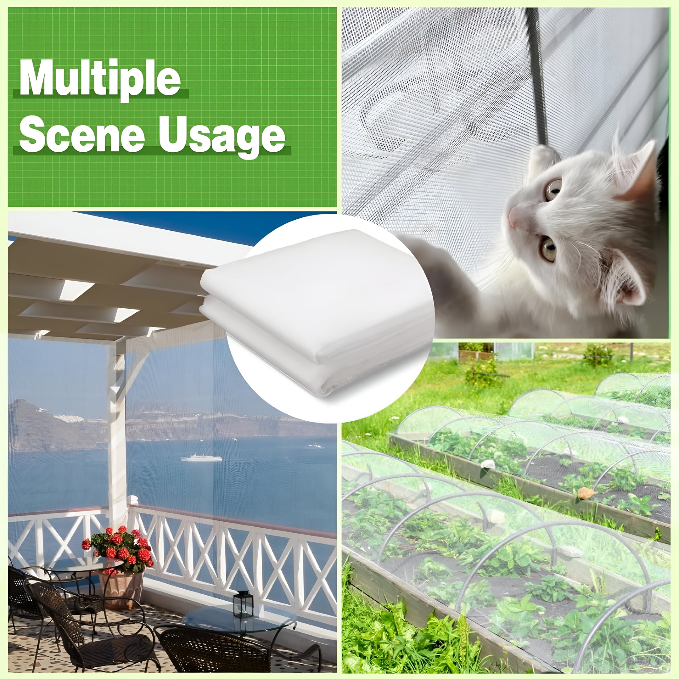 MISSMILE Stronger Garden Mesh Netting - 10 x 20 ft Bird Net Barrier, Mosquito Netting Screen for Outdoor Plants Vegetables Patios Balconies Terraces, Shading Rate 20% (White)
