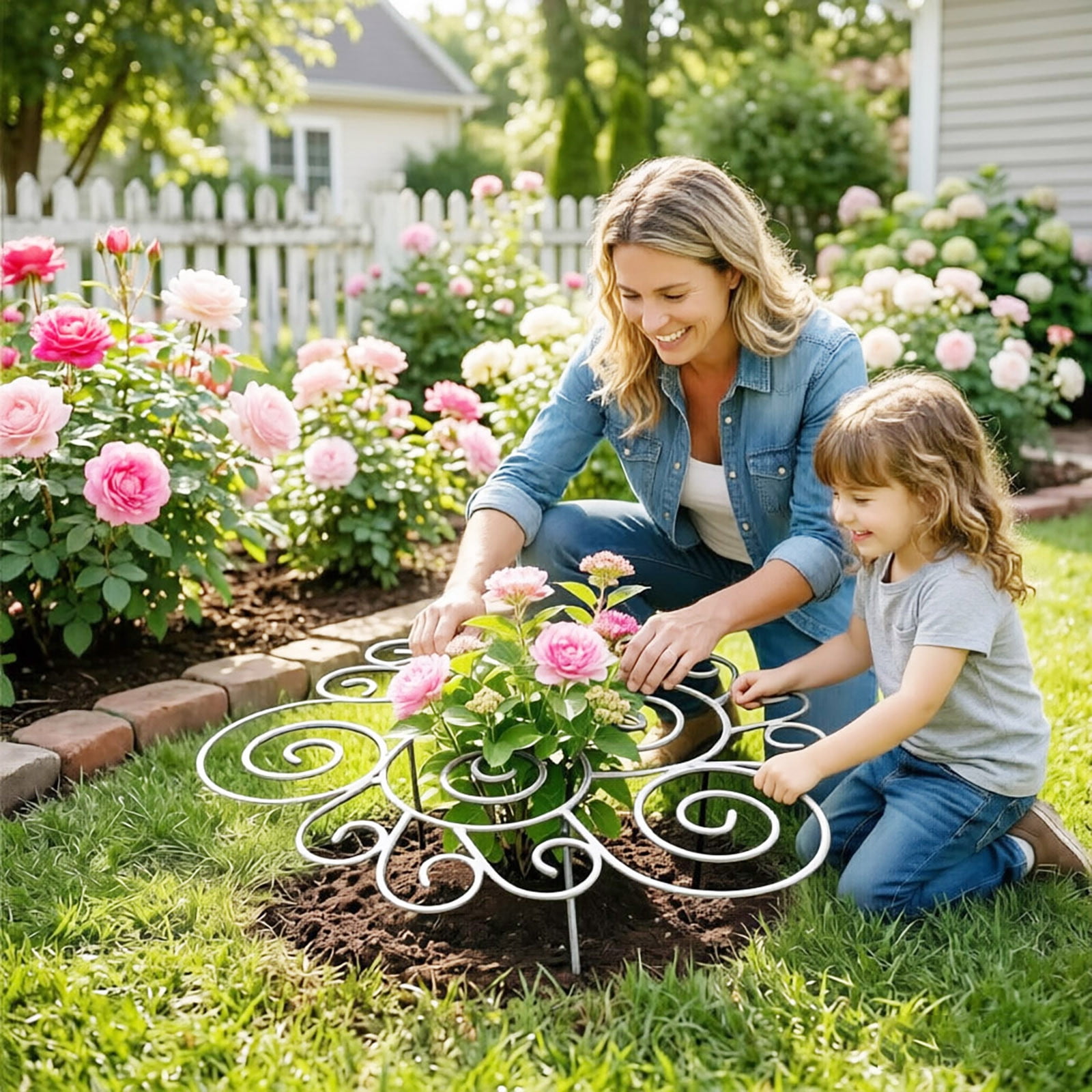 Peony Support Ring Garden Plant Stake Heavy Duty Metal Flower Support Cage For Outdoor Garden Spring 4Pcs
