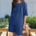 thumbnail image 1 of Camisa Pantalones Cortos Traje Conjunto de chándal de verano sólido para mujer, pantalones cortos, conjuntos a juego (azul XL) Cgtredaw Para estrenar, 1 of 6