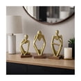 thumbnail image 4 of Abstract Figurines for Home Decor - Sculpture for Bathroom, Living Room, Office and Shelf Display - Modern Boho Metal and Mango Wood Thinking Statues for Coffee Table - Set of 3, 9", 9", 8", Gold, 4 of 13