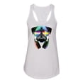 thumbnail image 2 of Wild Bobby, Colorful Pug DJ, Pop Culture, Women Racerback Tank Top, White, Small, 2 of 4