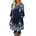 thumbnail image 3 of Zeagoo Fall A Line Dress for Women Long Sleeve Casual Printed Dresses V Neck Tunic Boho Dress, 3 of 6