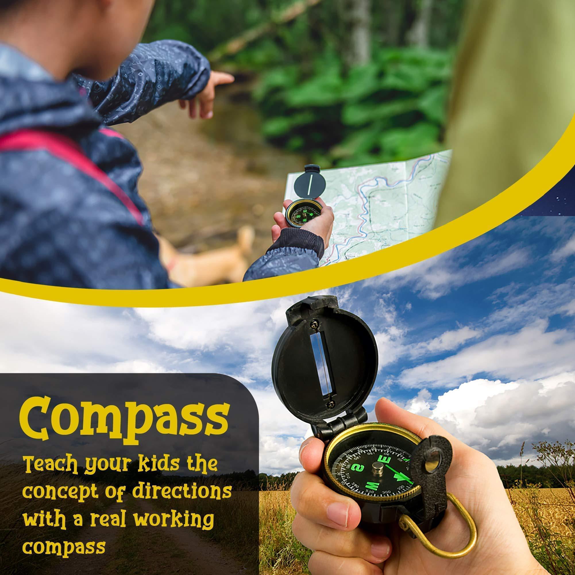 Explorer Kit for Kids Compass Include Binoculars Camping Magnifying Glass and Backpack 10Pcs Children Kids Outdoor Exploration Educational Toys for Hiking 