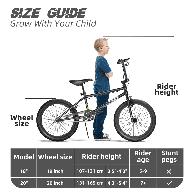 XJD Freestyle BMX Bike for Teen Beginner 8-12 Years Old Kids, 18