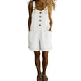 thumbnail image 2 of Joernso Denim Bib Overall Shorts for Women Button Front Wide Leg Loose Jean Shorts Jumpsuit Adjustable Straps Baggy Summer Rompers, 2 of 8