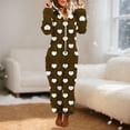 thumbnail image 2 of SERTG Womens Heart Print Hooded Sleepwear Fleece Pajamas Fall Winter Zipper Front One-Piece Outfit Jumpsuit(Brown,S), 2 of 5