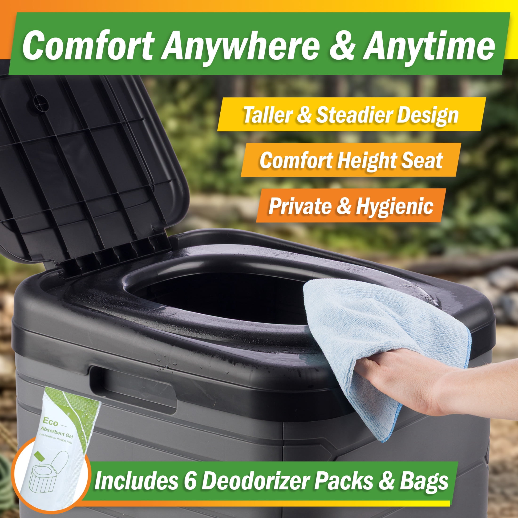 Wakeman Outdoors Large Portable Toilet for Adults, 400lb Capacity Camping Toilet